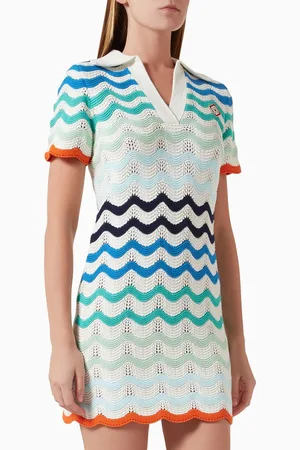 Casablanca Gradient Wave Mini Dress in Crochet