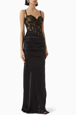 GIUSEPPE DI MORABITO Lace Corset Maxi Dress
