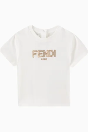 Fendi Check Logo-patch T-shirt in Cotton