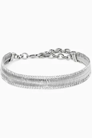 Alessandra Rich Flat Chain Crystal Choker in Brass