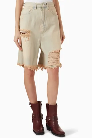 Cekette Wripped Bermuda Shorts in Denim