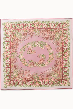 Gucci Interlocking G Floral Print Scarf in Silk