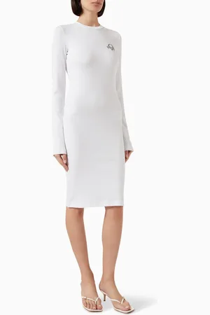 Moschino Logo Rib Midi Dress in Jersey