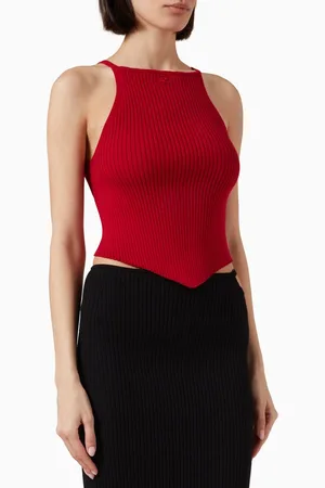 Courrèges Pointy Rib-knit Tank Top in Viscose Blend