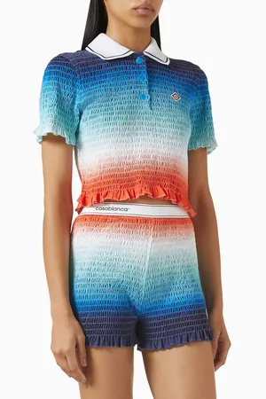 Casablanca Gradient Cropped Polo Shirt in Cotton