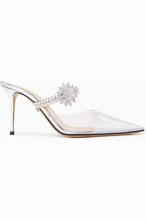 Mach & Mach Lotus Flower 80 Crystal-embellished Mules in PVC