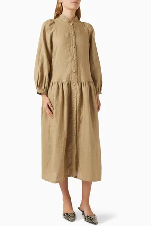Morton Mac Liesel Midi Dress in Linen