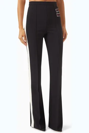 Elisabetta Franchi Logo Embroidery Pants in Crepe