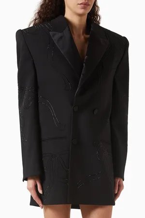 Mach & Mach Embellished Blazer Dress in Virgin Wool Blend
