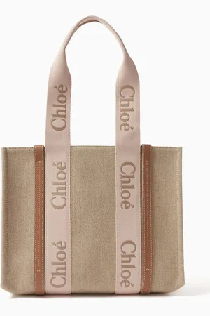 Chloé Woody Medium Tote Bag in Linen Canvas