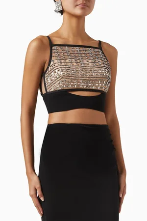 NAFSIKA SKOURTI Crystal Duchess Sheer Crop Top