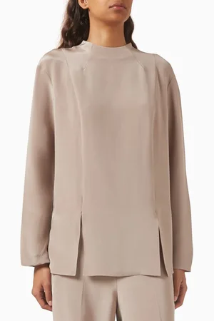 12 STOREEZ Front-slit Top in Mulberry-silk