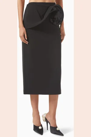 MAGDA BUTRYM Floral Appliqué Midi Skirt