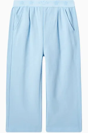 Kenzo Logo-embroidered Wide-leg Sweatpants in Cotton-fleece