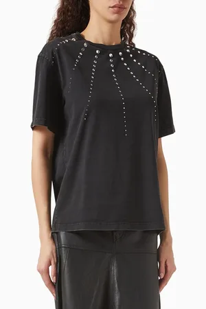 Mach & Mach Crewneck Embellished T-shirt in Jersey