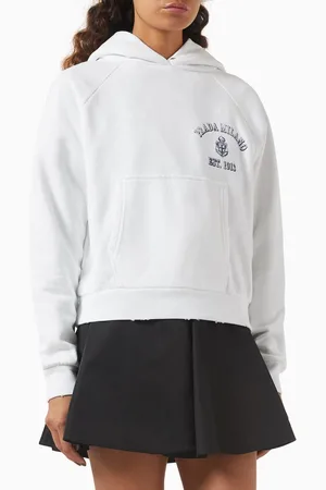 Prada Logo Hoodie in Cotton Fleece