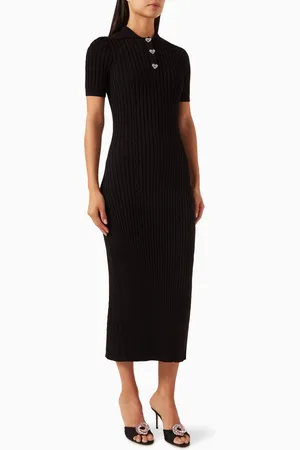 Mach & Mach Crystal-button Knit Maxi Dress