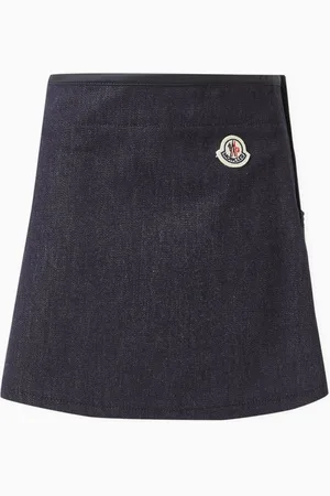 Moncler Embroidered Logo Skirt in Denim