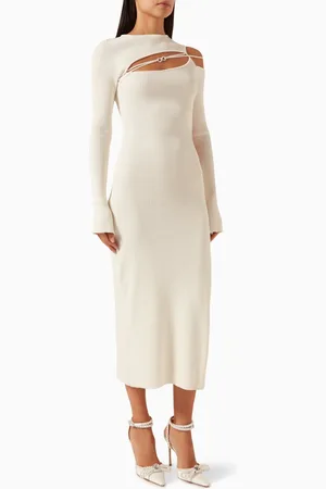 Mach & Mach Cut-Out Midi Dress in Viscose Blend