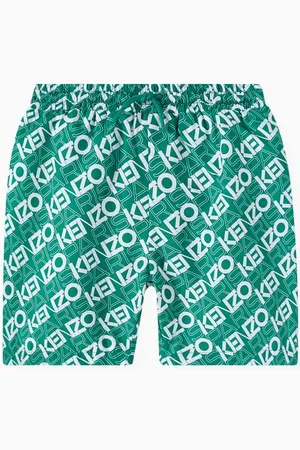 Kenzo Logo Print Swim Trunks in Stretch Nylon