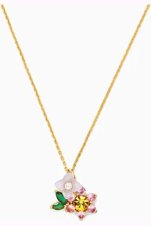 Kate Spade Bursting Blooms Pendant Necklace in Brass