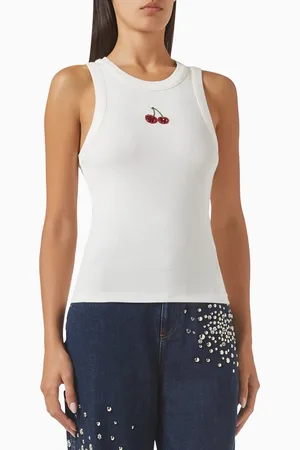 Des Phemmes Classic Cherry-embellished Tank Top in Jersey