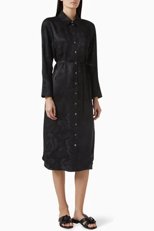 Kenzo Peonies Midi Shirt Dress in Silk Blend
