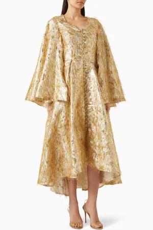 Poca & Poca Flared Sleeves Midi Dress in Polyester