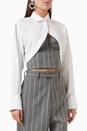 GIUSEPPE DI MORABITO Pinstriped Crop Shirt Top