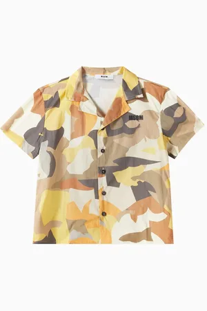 Msgm Printed Short-sleeve Shirt in Cotton-poplin