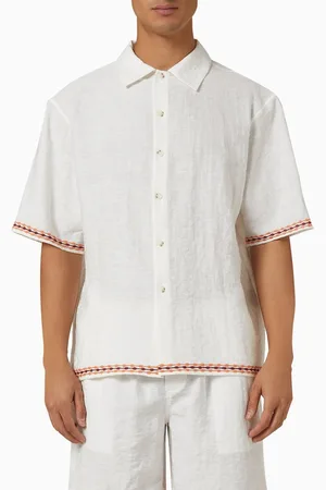 COMMAS Exclusive Frequency Embroidered Resort Shirt in Linen-blend