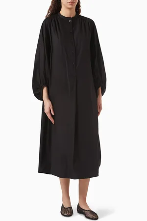 COS Gathered Balloon-Sleeve Midi Dress