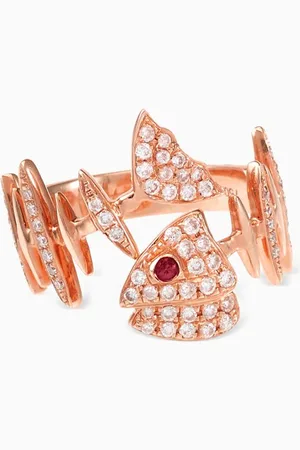 KAMUSHKI Wishbone Diamond & Sapphire Ring in 18kt