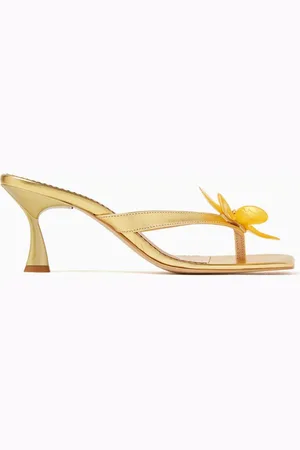 VANINA Fleurs Blanches 55 Mules in Metallic Leather