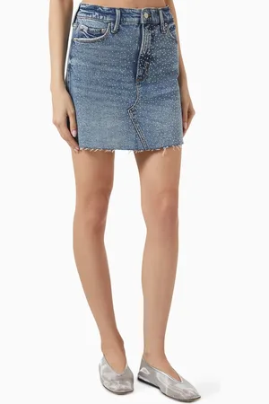 GOOD AMERICAN Diamond Mini Skirt in Denim