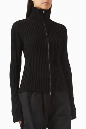 Acne Studios Zip-up Cardigan in Compact Crepe Cotton