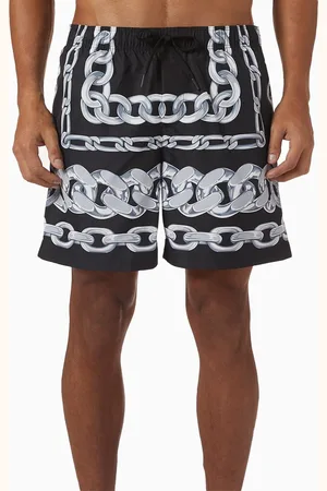 VERSACE Medusa Chain-print Swim Shorts in Nylon