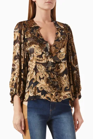 ALICE+OLIVIA Betsy Ruffle Blouse in Viscose-blend