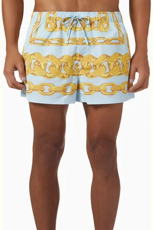 VERSACE Medusa Chain-print Swim Shorts in Nylon