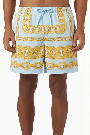 VERSACE Medusa Chain-print Swim Shorts in Nylon