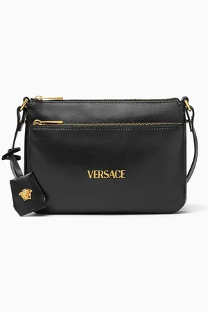 VERSACE Logo-tag Crossbody Bag in Leather