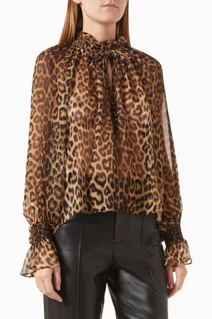 ALICE+OLIVIA Norah Leopard-print Blouse in Silk
