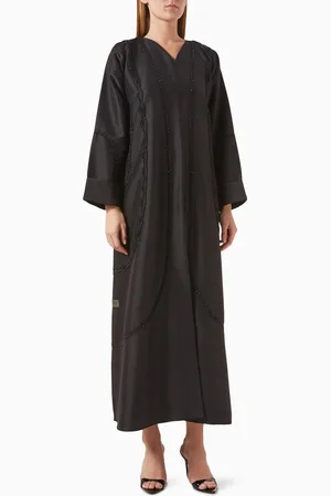 Rauaa official Lace & Bead-embellished Abaya in Satin