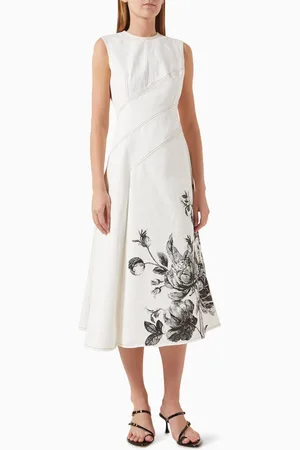 Erdem Floral-print Midi Dress in Denim