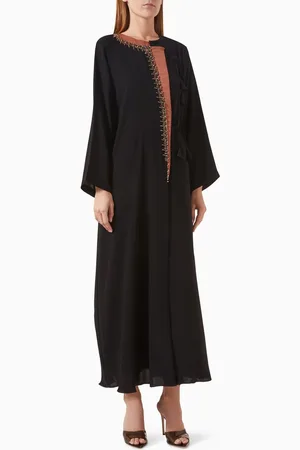 Rauaa official Bead-embellished Abaya in Crepe & Chiffon