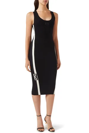 Elisabetta Franchi Logo-embroidered Midi Dress in Stretch Jersey