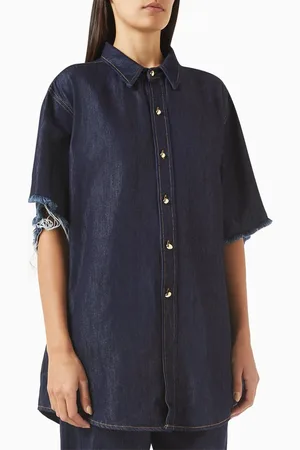 DARKPARK Tina Frayed Shirt in Denim