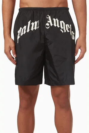 Palm Angels Curved Logo Swim Shorts in Nylon
