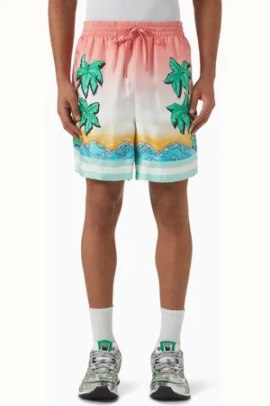 Casablanca Tennis Club Shorts in Silk Twill