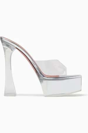 Amina Muaddi Dalida 140 Mule Sandals in Plexi